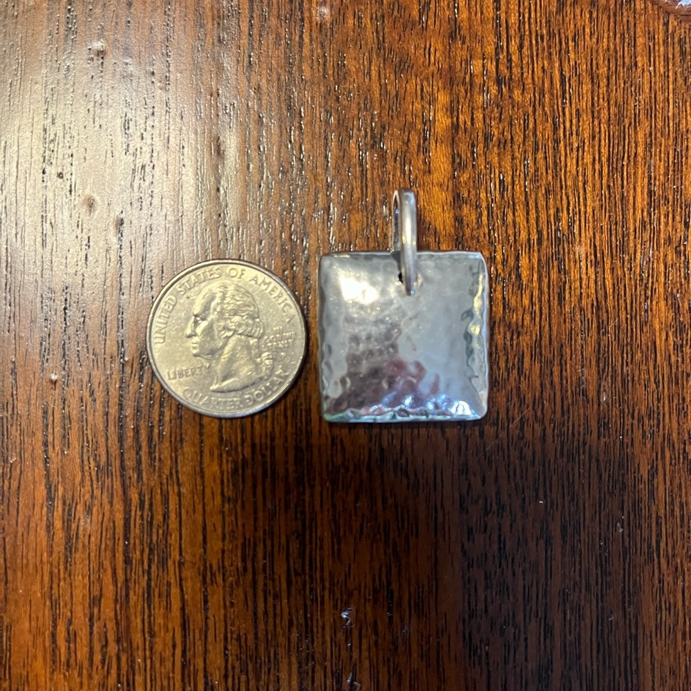 Sold Sterling Silver Hammered Square pendant